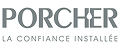 Logo Porcher : La Confiance Installée pour Chauffage Logo Porcher avec le slogan "LA CONFIANCE INSTALLÉE". Le 'I' du mot PORCHER est stylisé comme une goutte ou une flamme.